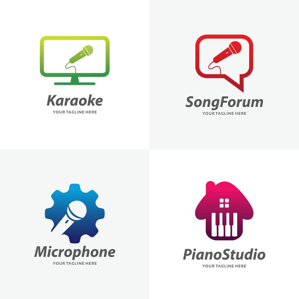 conjunto de modelos de design de logotipo de microfone vetor
