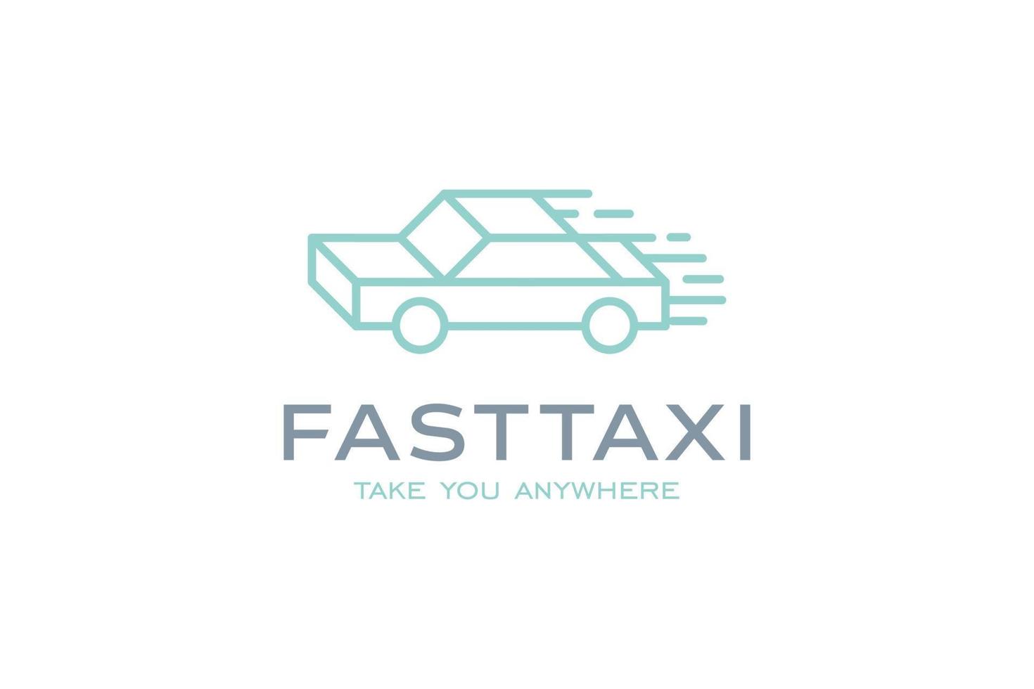 modelo de design de logotipo de linha de táxi rápido vetor