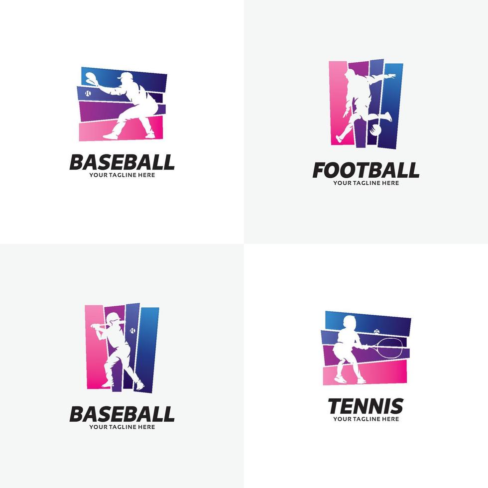 conjunto de modelos de design de logotipo esportivo vetor