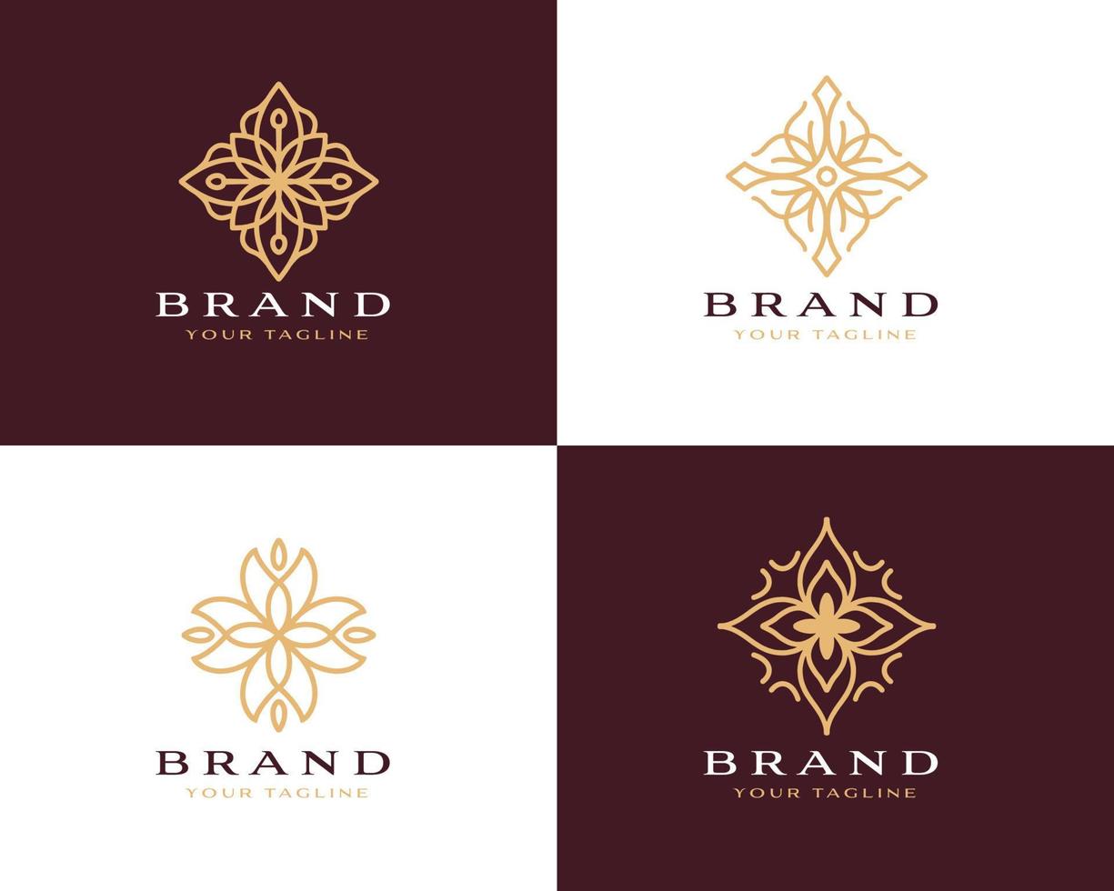 coleção de design de vetor de ícone de logotipo de redemoinho de flor abstrata. símbolo de logotipo de vetor de ornamento premium elegante