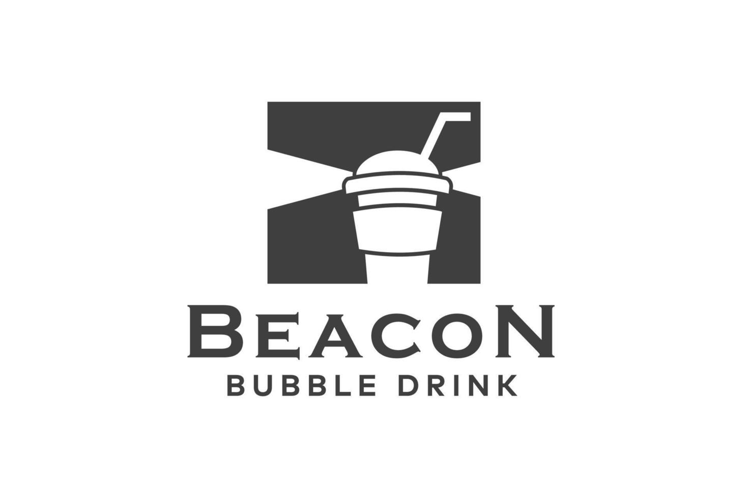 modelo de design de logotipo de bebida de bolha de farol vetor