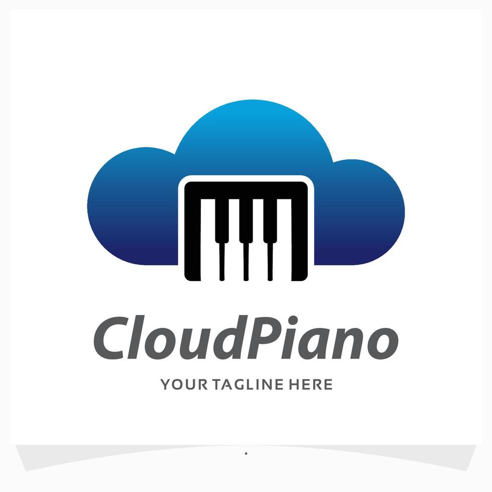 modelo de design de logotipo de piano em nuvem vetor