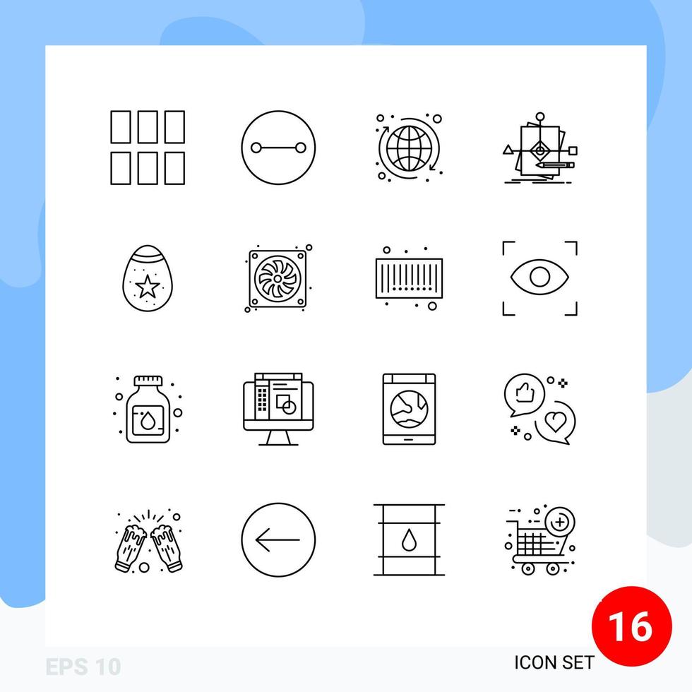 grupo de 16 esboços de sinais e símbolos para plano de decoração elementos de design de vetores editáveis de negócios padrão seo