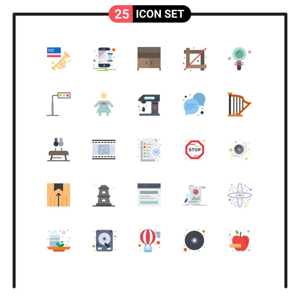 conjunto moderno de pictograma de 25 cores planas de gabinete gráfico de laboratório, ferramenta de design, cultura, elementos de design de vetores editáveis