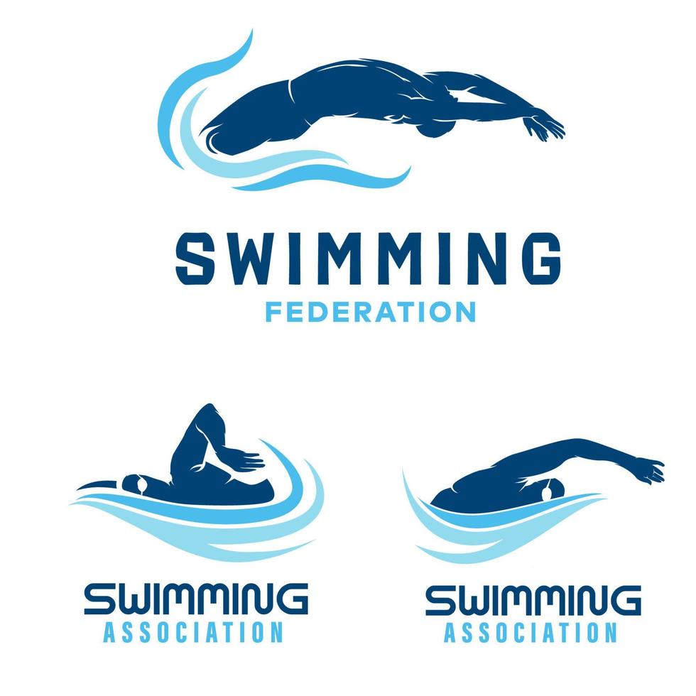 conjunto de design de logotipo de natação vetor