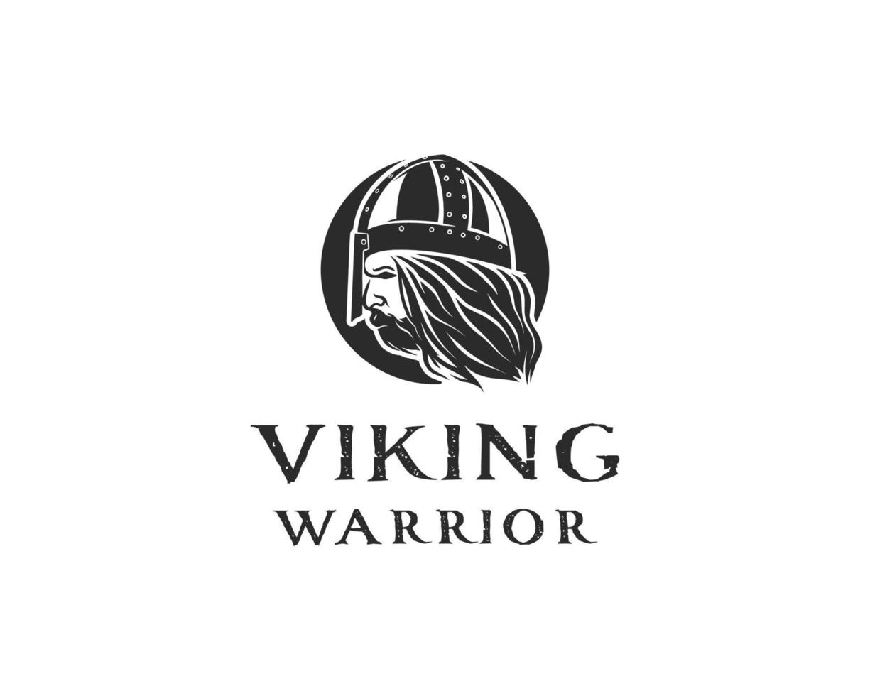 ilustração em vetor de guerreiro viking com capacete, armadura no fundo branco. modelo de design de logotipo de ilustração desenhada à mão