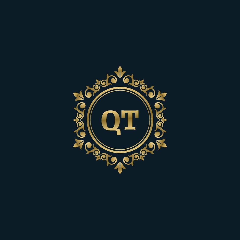 logotipo da letra qt com modelo de ouro de luxo. modelo de vetor de logotipo de elegância.