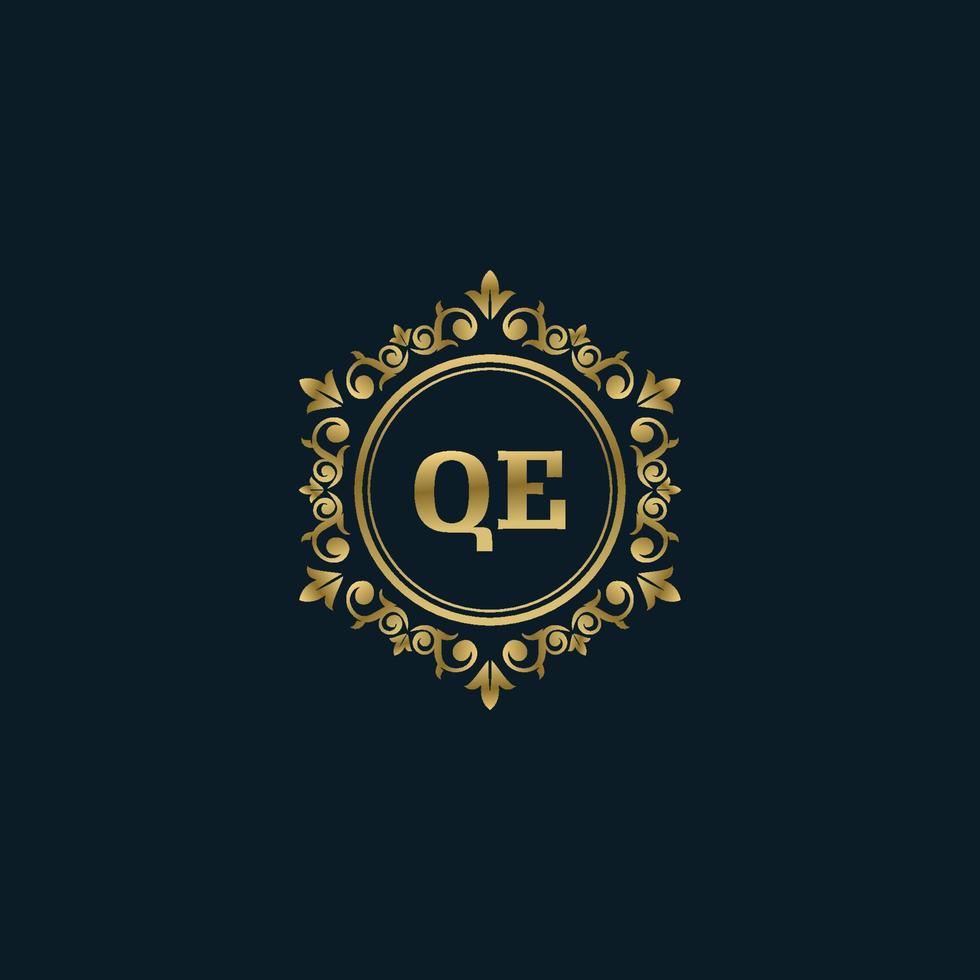 logotipo da letra qe com modelo de ouro de luxo. modelo de vetor de logotipo de elegância.