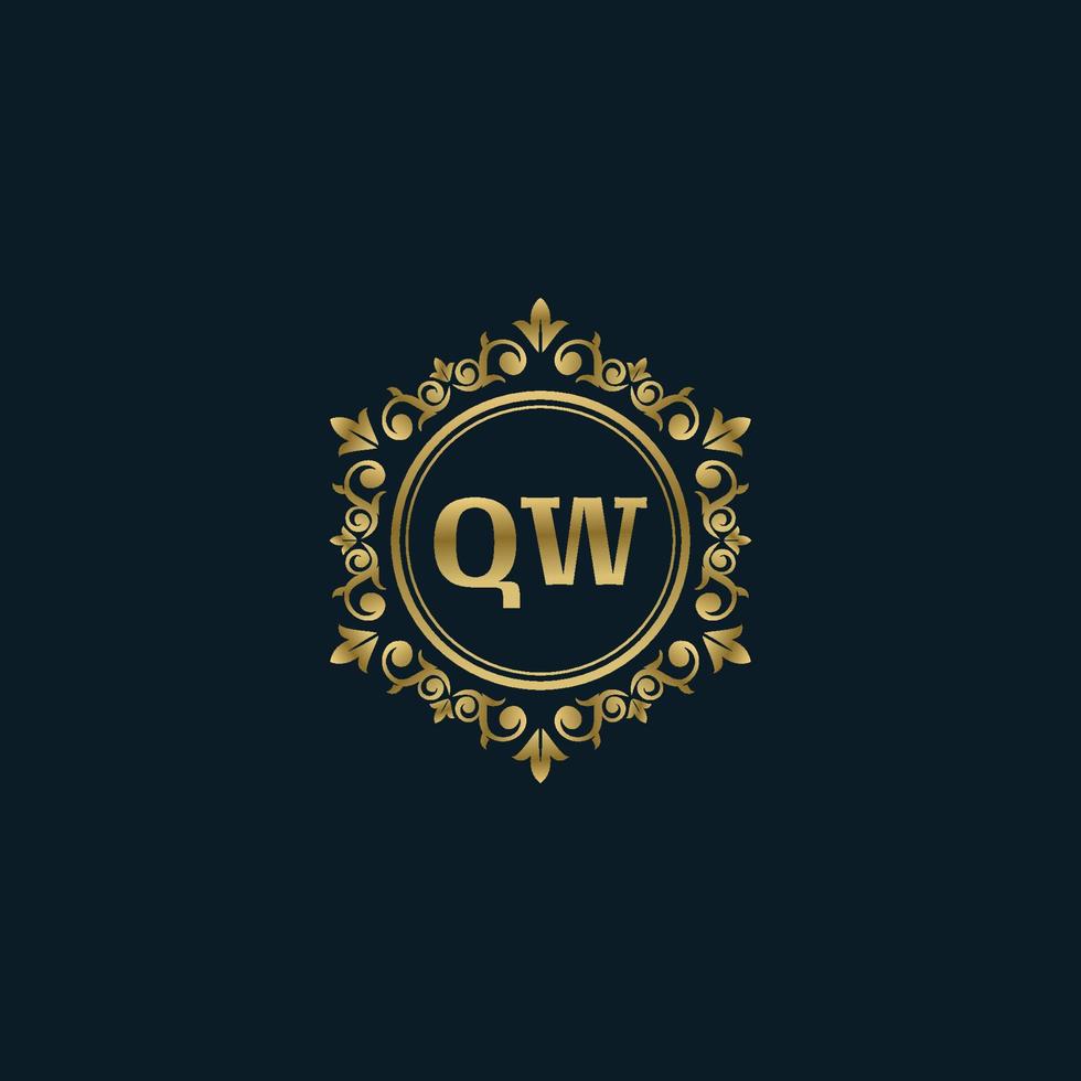 logotipo da letra qw com modelo de ouro de luxo. modelo de vetor de logotipo de elegância.