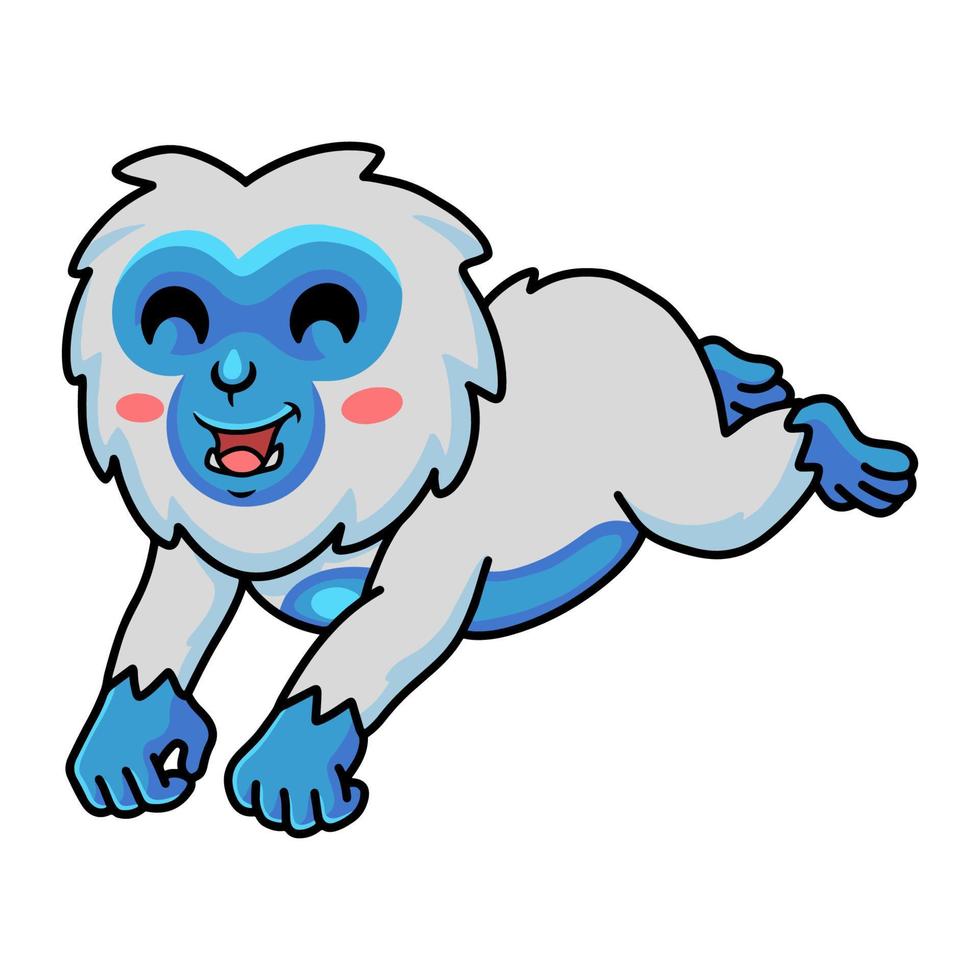 desenho animado de yeti bonitinho pulando vetor