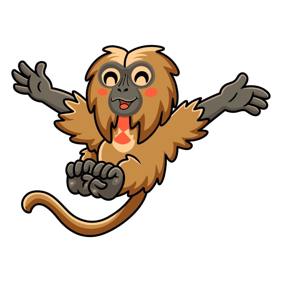 desenho de macaco gelado bonitinho posando vetor