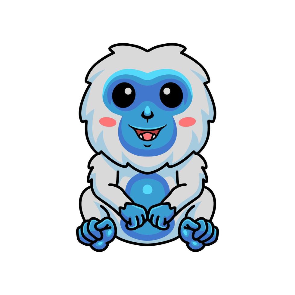 desenho animado de yeti bonitinho sentado vetor