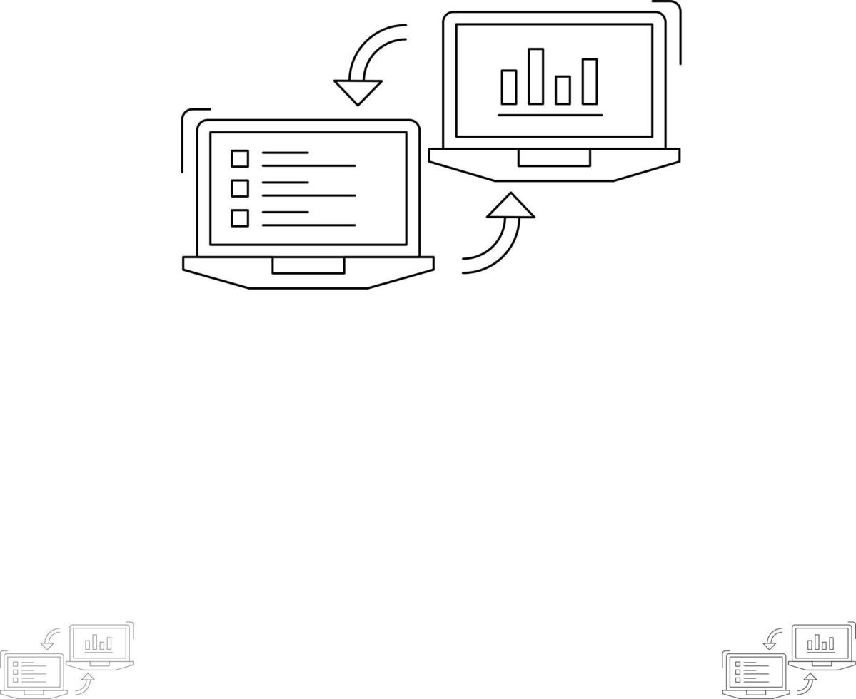 troca de informações de dados de conexão de complementadores de negócios em negrito e conjunto de ícones de linha preta fina vetor
