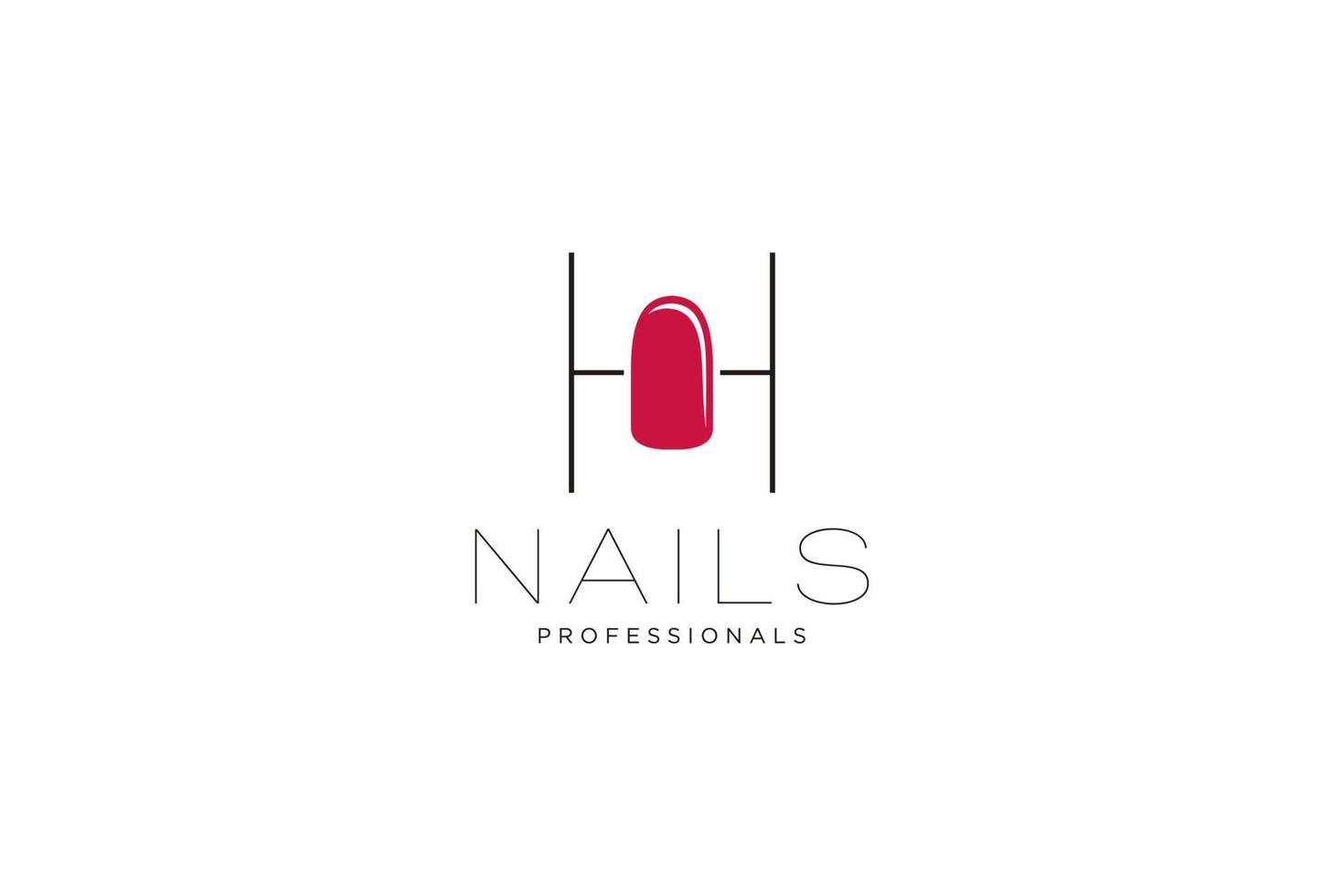 letra inicial h com logotipo de unhas. modelo de sinal de negócios de ícone vetorial para indústria de beleza, salão de beleza, manicure, boutique, procedimentos cosméticos. vetor