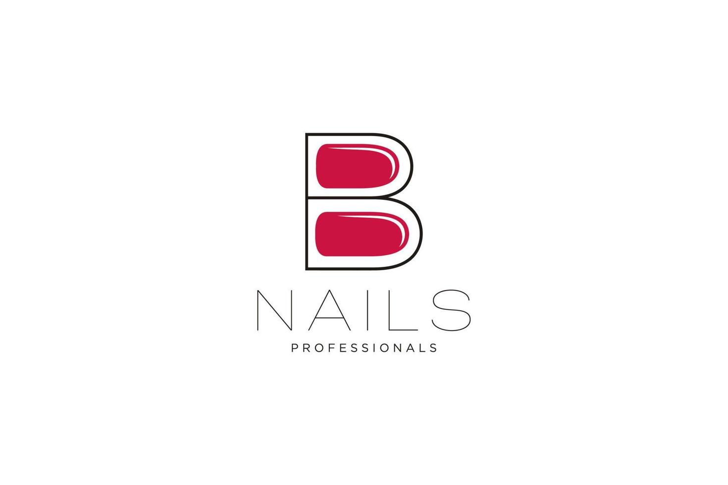 letra inicial b com logotipo de unhas. modelo de sinal de negócios de ícone vetorial para indústria de beleza, salão de beleza, manicure, boutique, procedimentos cosméticos. vetor