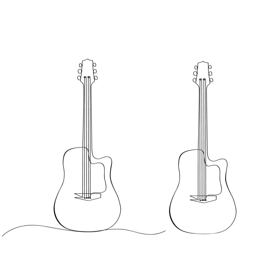 minimalista continua desenho de guitarra de arte de linha vetor