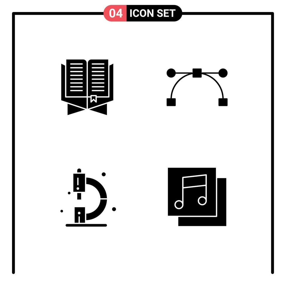 conjunto de 4 sinais de símbolos de ícones de interface do usuário modernos para química do alcorão ramadhan bezier lab elementos de design de vetores editáveis