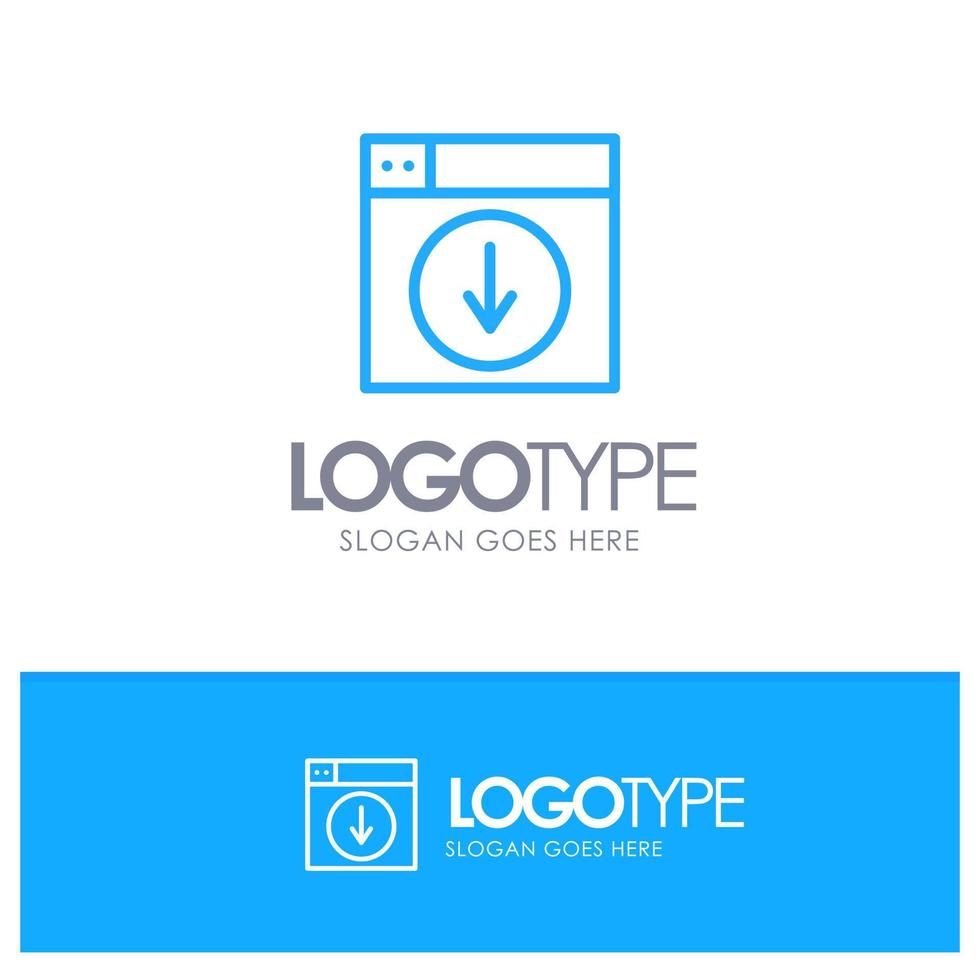 download de design da web para baixo do logotipo do contorno azul do aplicativo local para tagline vetor