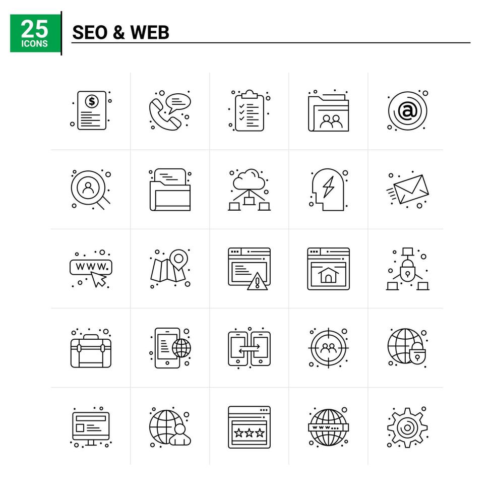 conjunto de ícones da web de 25 seo fundo vetorial vetor