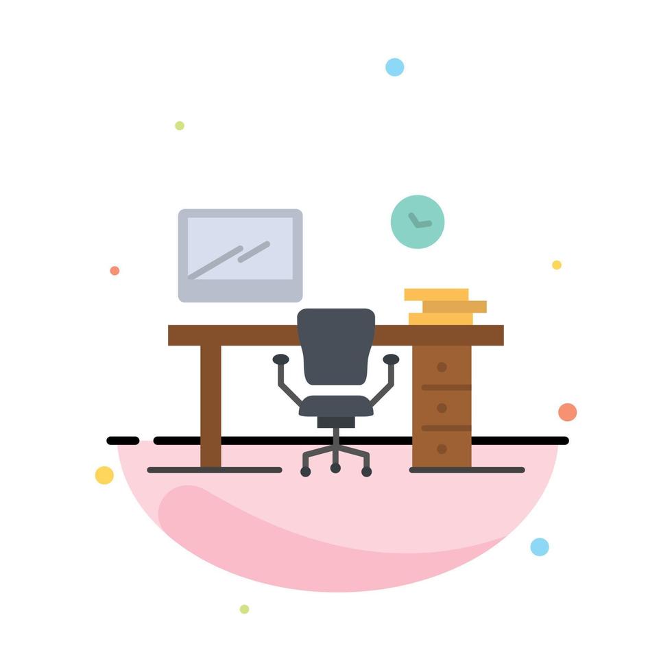 espaço de escritório cadeira mesa de escritório quarto modelo de ícone de cor plana abstrata vetor