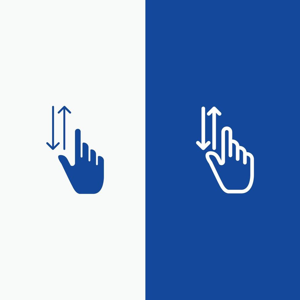 gestos com o dedo mão para baixo linha e glifo ícone sólido banner azul linha e glifo ícone sólido banner azul vetor