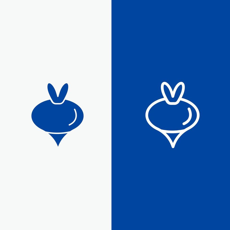 linha de primavera de vegetais de nabo de comida e ícone sólido de glifo banner azul linha e ícone sólido de glifo banner azul vetor