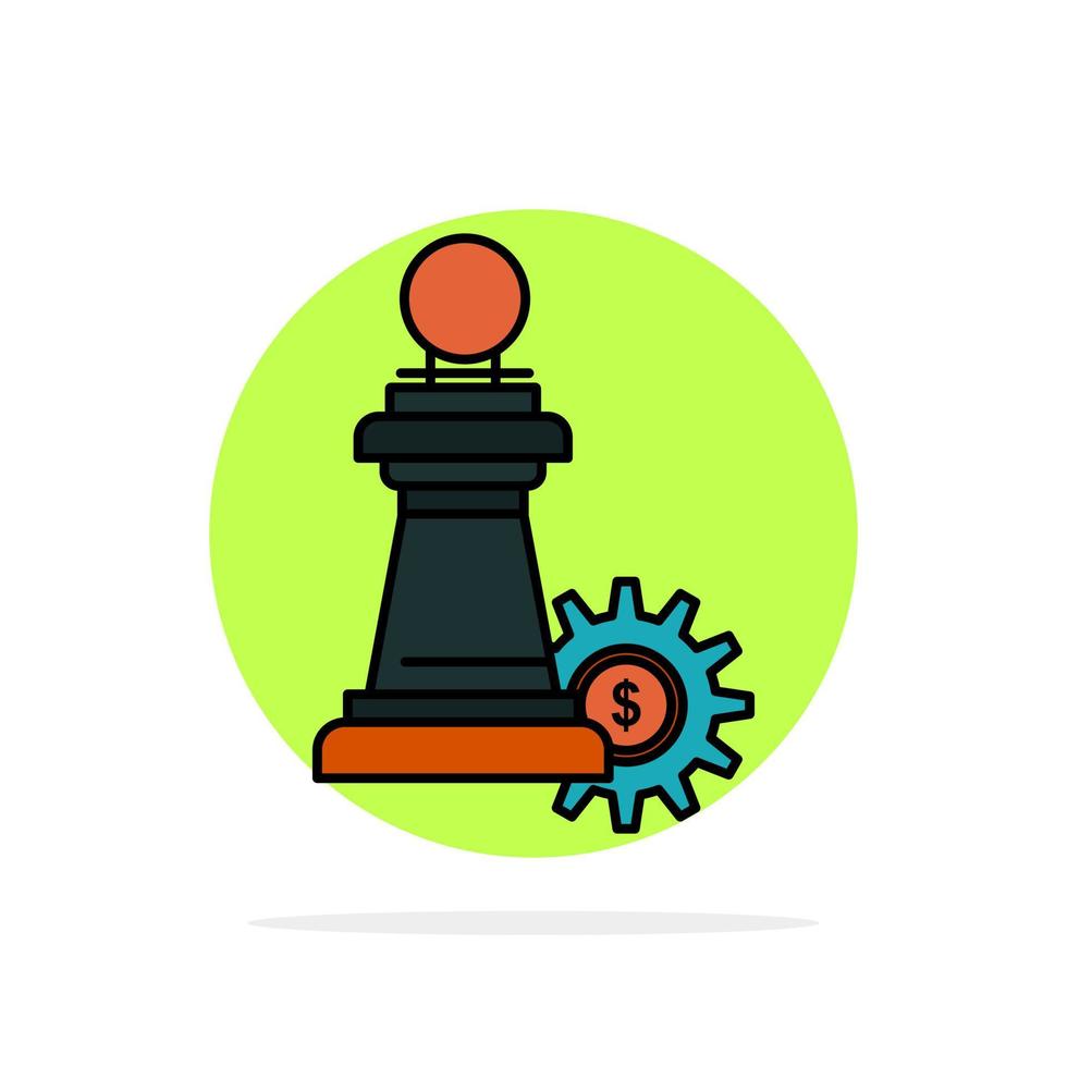 ícone de cor plana de fundo de círculo abstrato de sucesso de estratégia de negócios de xadrez vetor
