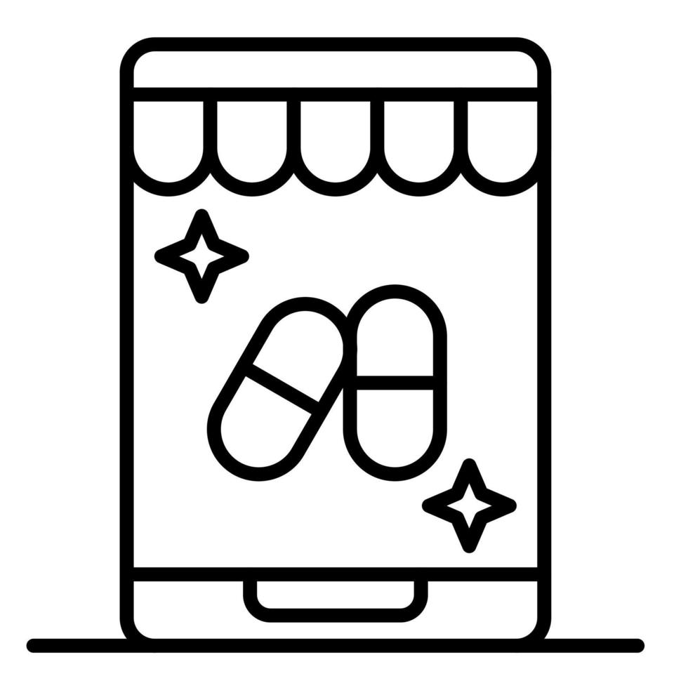 ícone de linha de farmácia online vetor