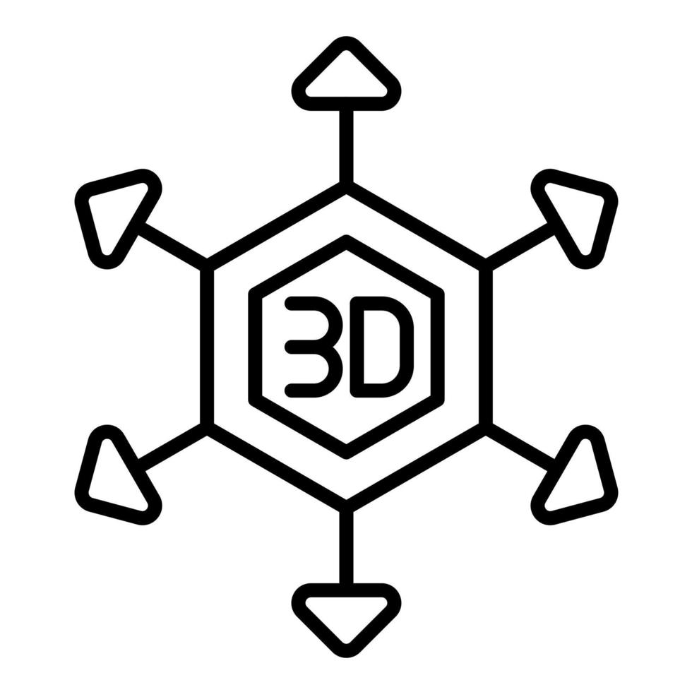 ícone de linha de modelagem 3D vetor