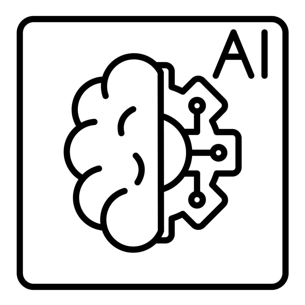 ícone de linha de inteligência artificial vetor