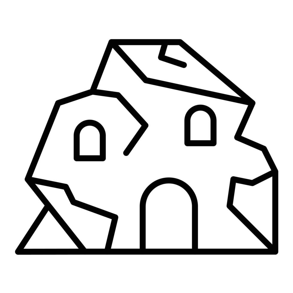 ícone da linha da casa da caverna vetor