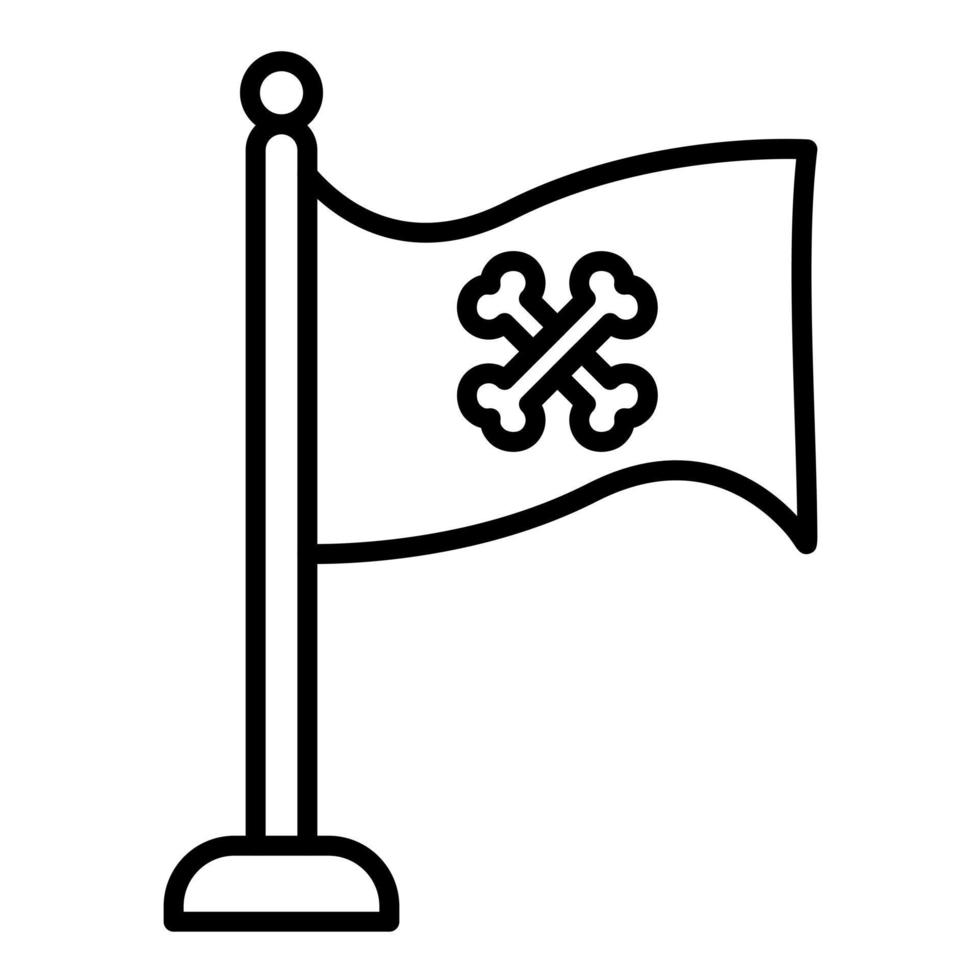 ícone de linha de bandeira pirata vetor