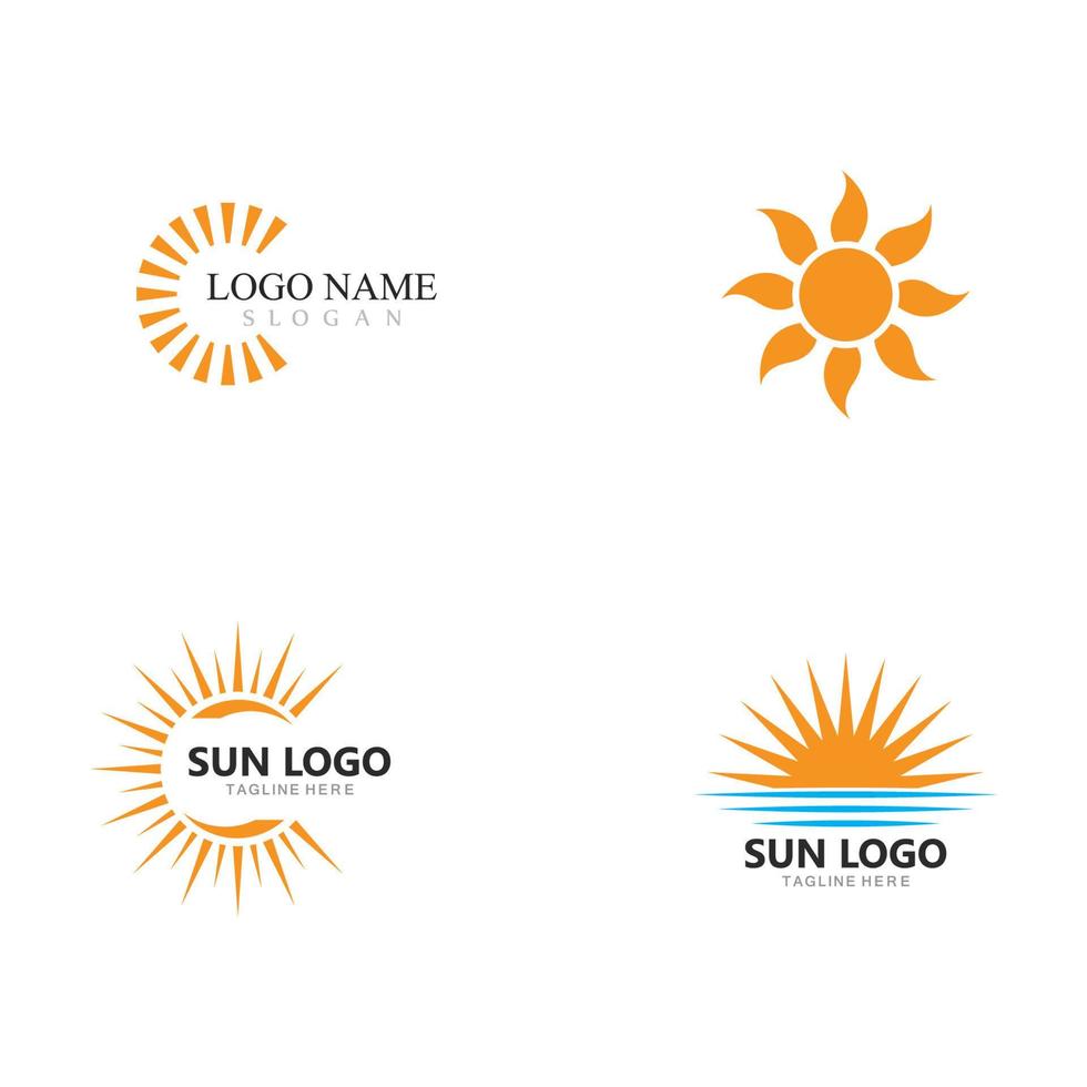 modelo de vetor de ícone de logotipo de sol