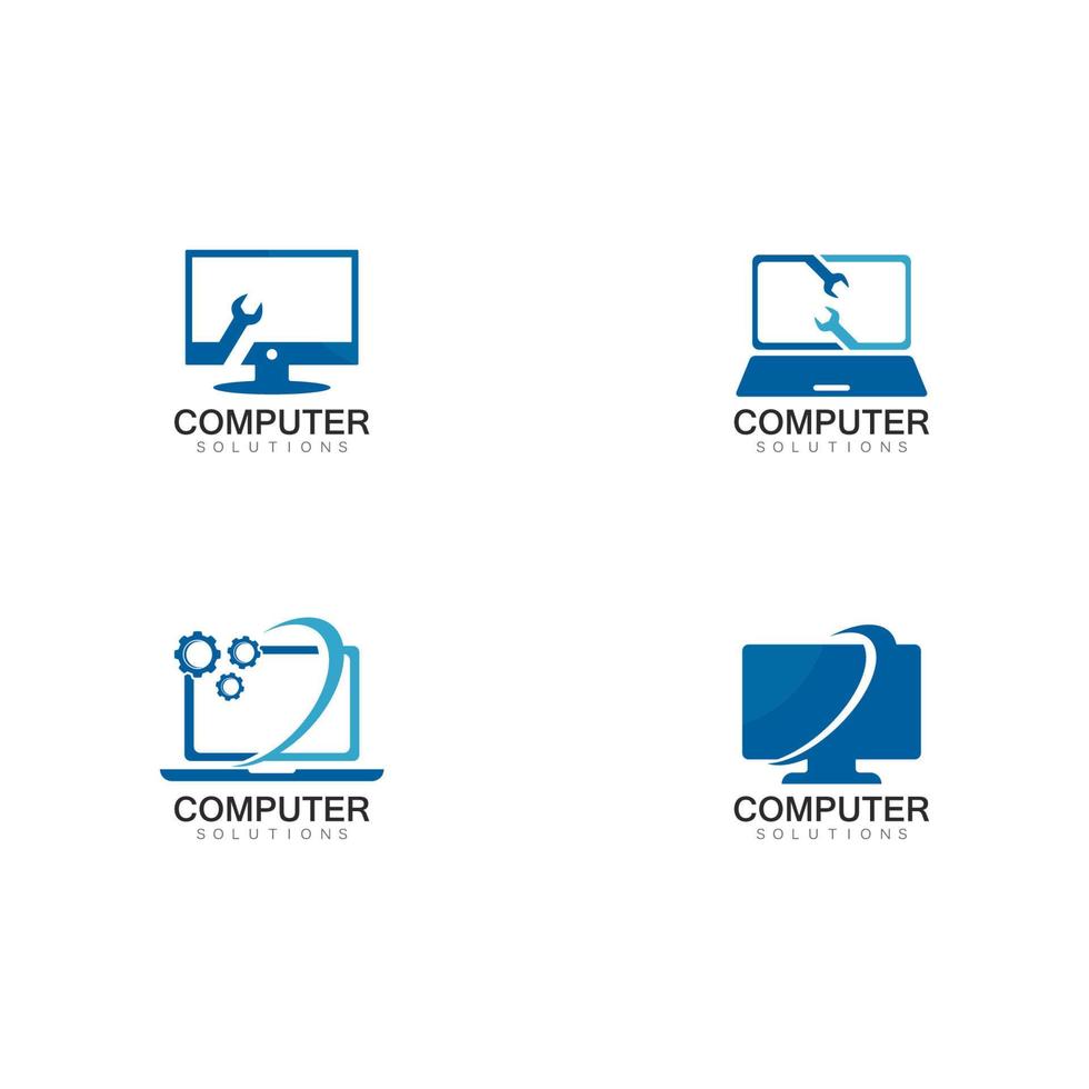 ilustração de ícone de modelo de logotipo de reparo de computador e laptop vetorial vetor