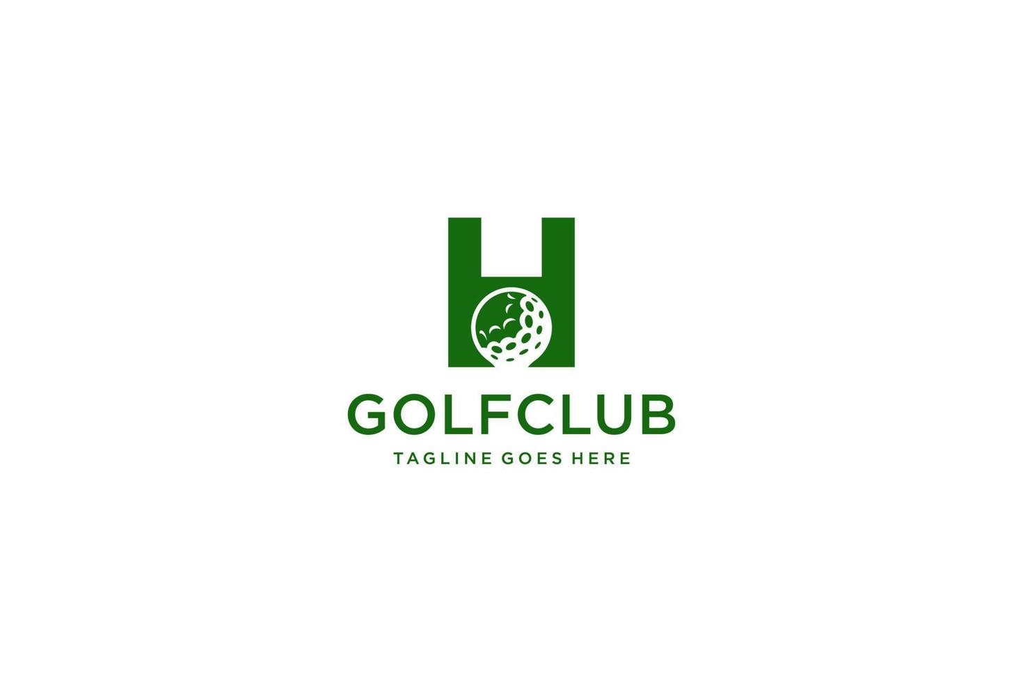 letra h para modelo de vetor de design de logotipo de golfe, rótulo vetorial de golfe, logotipo de campeonato de golfe, ilustração, ícone criativo, conceito de design