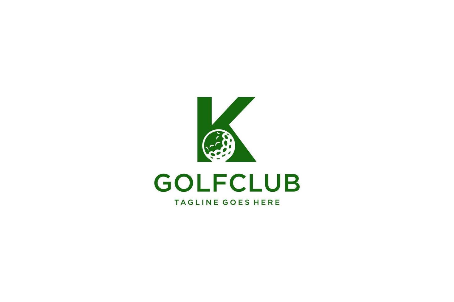 letra k para modelo de vetor de design de logotipo de golfe, rótulo vetorial de golfe, logotipo de campeonato de golfe, ilustração, ícone criativo, conceito de design