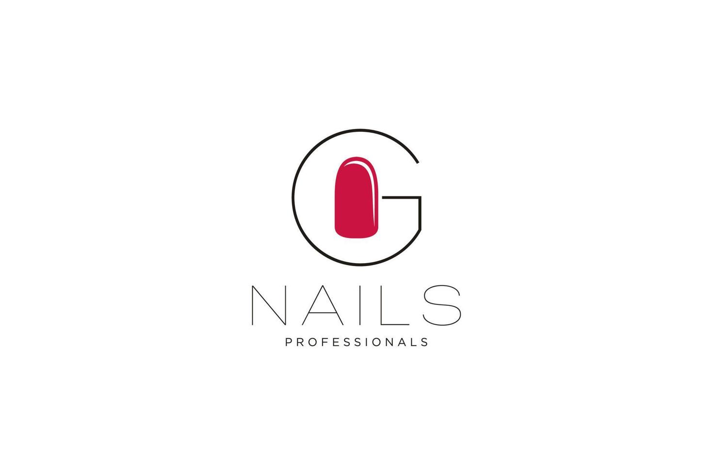 letra inicial g com logotipo de unhas. modelo de sinal de negócios de ícone vetorial para indústria de beleza, salão de beleza, manicure, boutique, procedimentos cosméticos. vetor