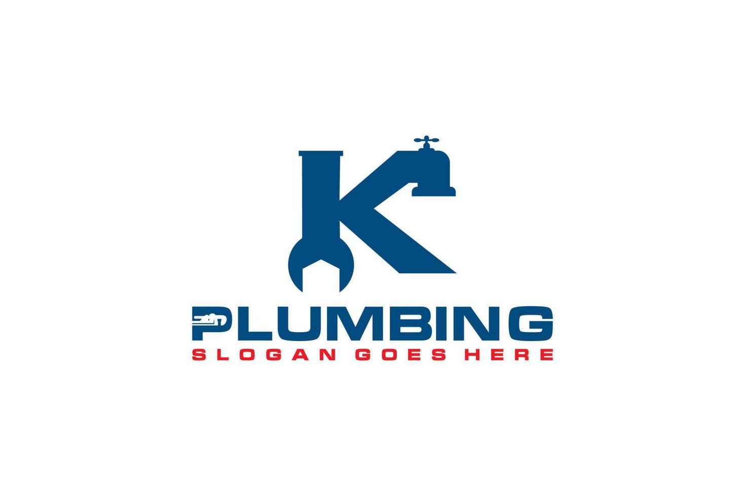 k inicial para modelo de logotipo de serviço de encanamento, vetor de ícone de logotipo de serviço de água.
