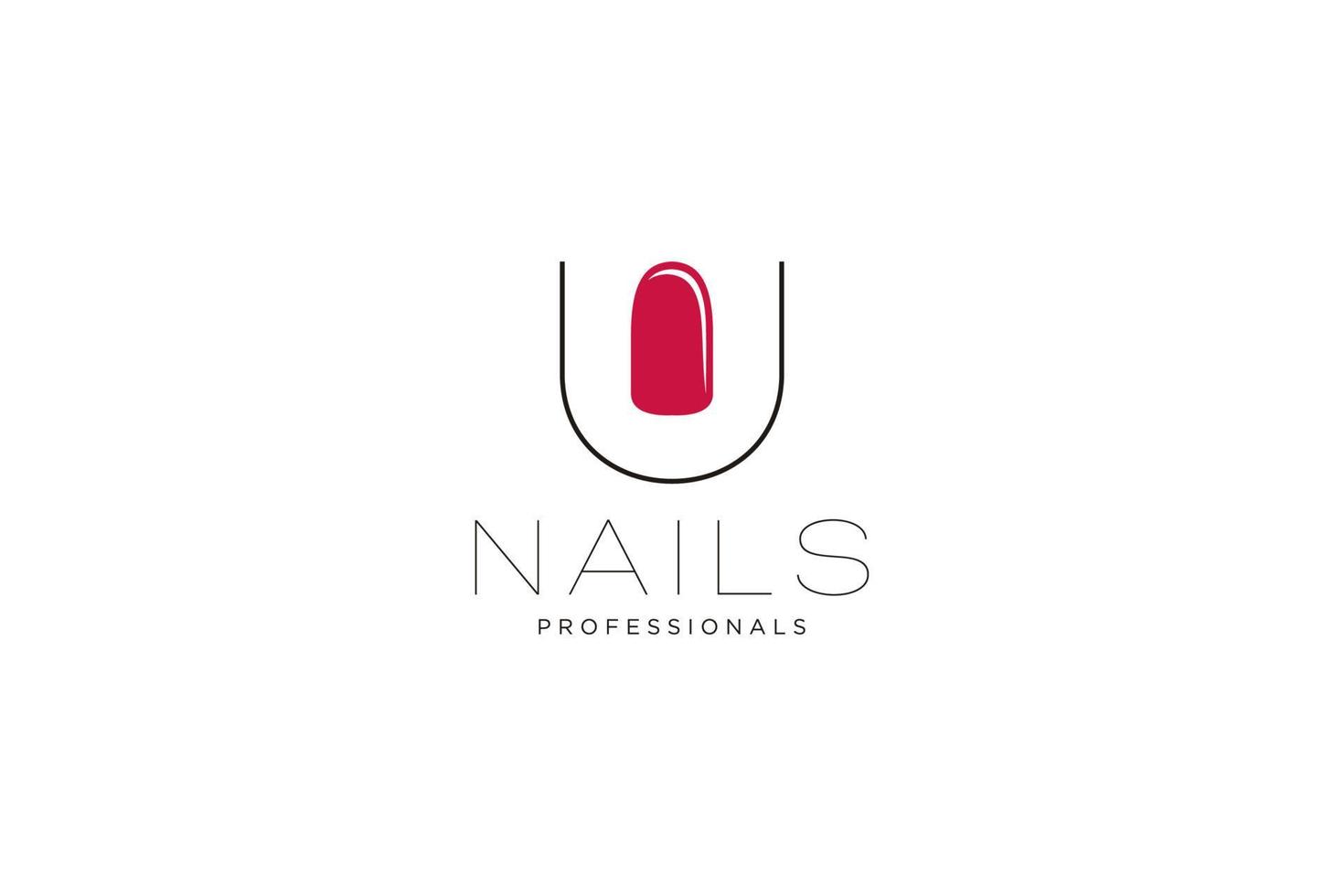 letra inicial u com logotipo de unhas. modelo de sinal de negócios de ícone vetorial para indústria de beleza, salão de beleza, manicure, boutique, procedimentos cosméticos. vetor