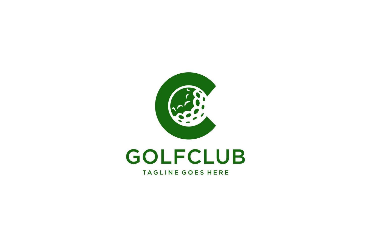 letra c para modelo de vetor de design de logotipo de golfe, rótulo vetorial de golfe, logotipo de campeonato de golfe, ilustração, ícone criativo, conceito de design