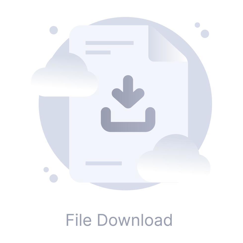 download de arquivo, um ícone conceitual plano com facilidade de download vetor