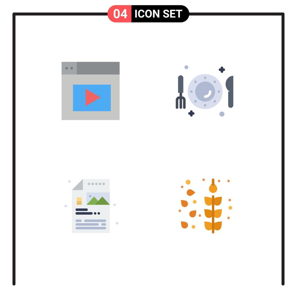 pacote de ícones planos de 4 símbolos universais de elementos de design de vetores editáveis de imagem de faca de prato de processo web