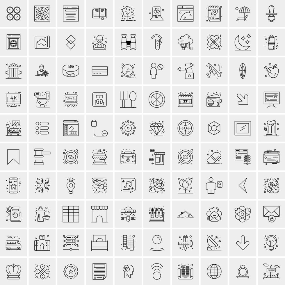 conjunto de 100 ícones universais modernos de linha fina para ícones de negócios de mix móvel e web, como setas, avatares, smileys, clima de negócios vetor