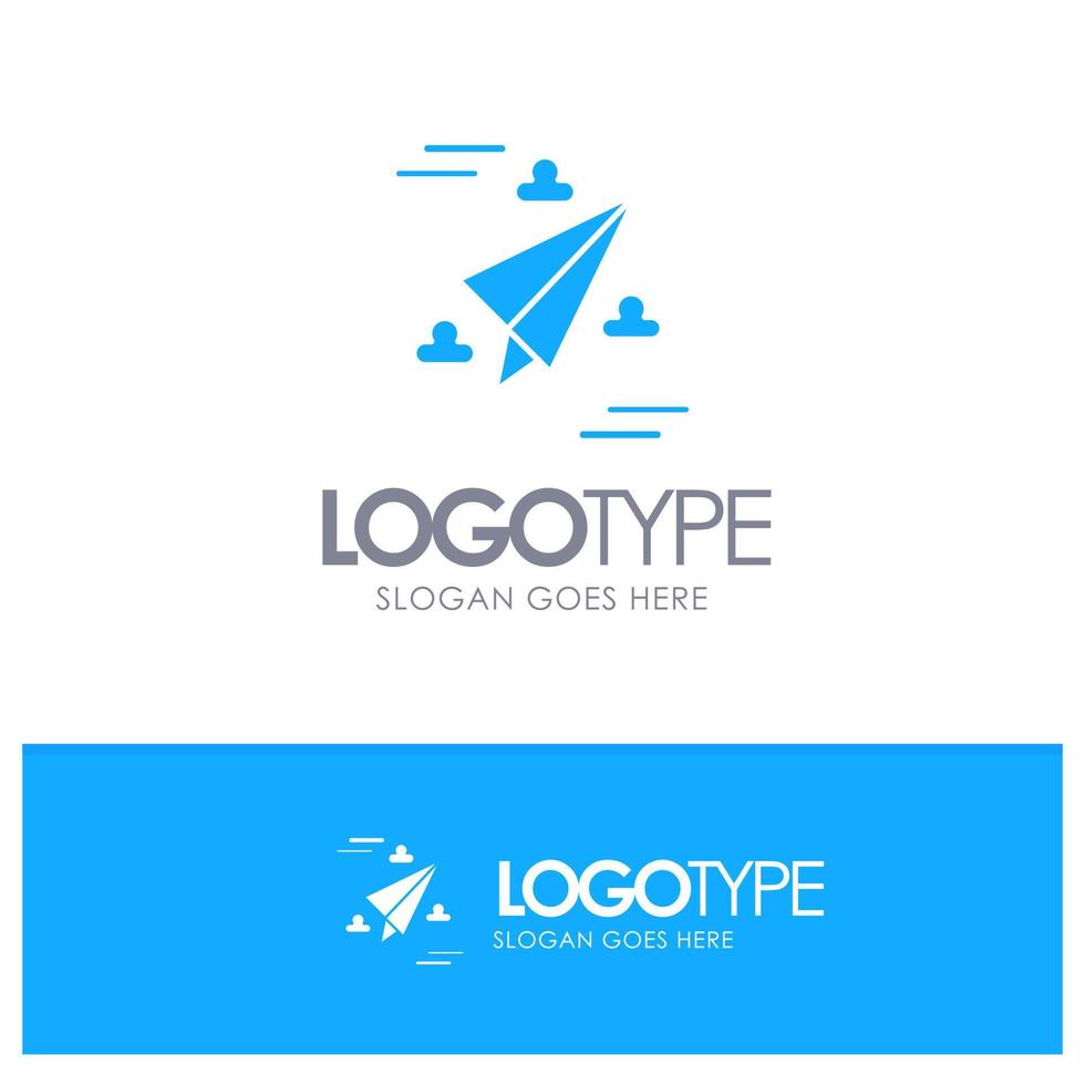 web design paper fly azul logotipo sólido com lugar para tagline vetor