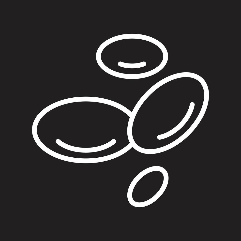 eps10 glóbulos de vetor branco ícone da arte de linha abstrata isolado no fundo preto. símbolo de contorno de eritrócitos em um estilo moderno simples e moderno para o design do seu site, logotipo e aplicativo móvel