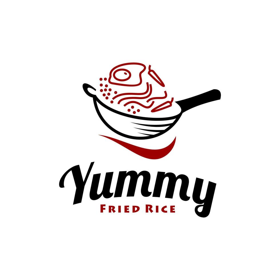 logotipo de arroz frito design moderno simples vetor