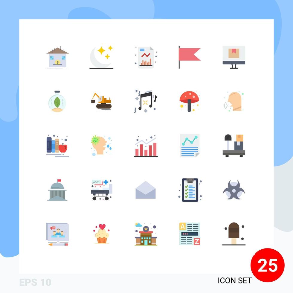 Pacote de cores planas de 25 interfaces de usuário de sinais e símbolos modernos de elementos de design de vetores editáveis de marca de negócios de caixa de entrega