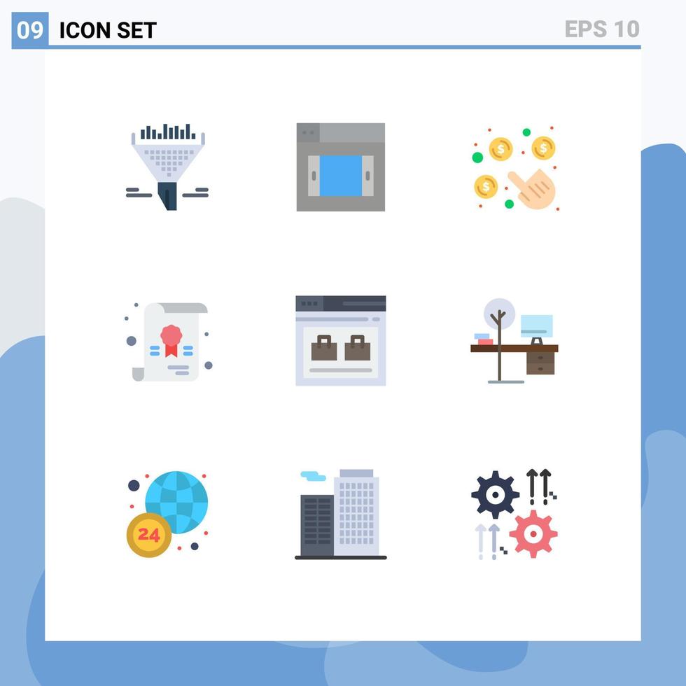 pacote de ícones vetoriais de estoque de sinais e símbolos de 9 linhas para página do site pagar diploma de internet editável elementos de design vetorial vetor