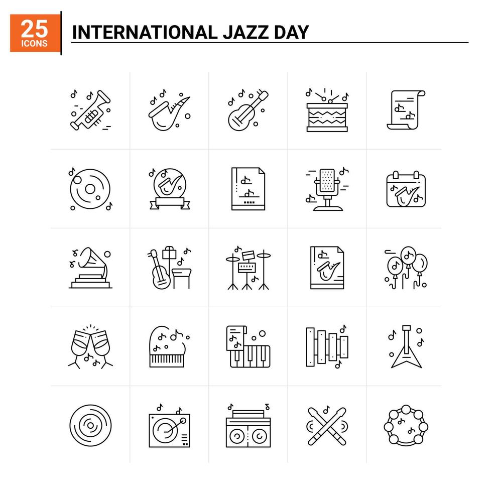 25 dia internacional do jazz conjunto de ícones de fundo vetorial vetor