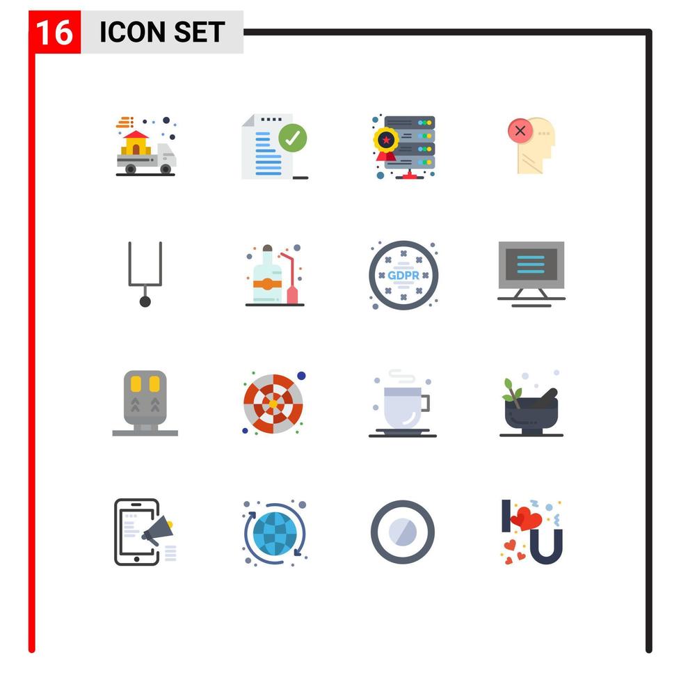conjunto de cores planas de interface móvel de 16 pictogramas de falha na sede da marca pacote editável de hospedagem na web de elementos de design de vetores criativos